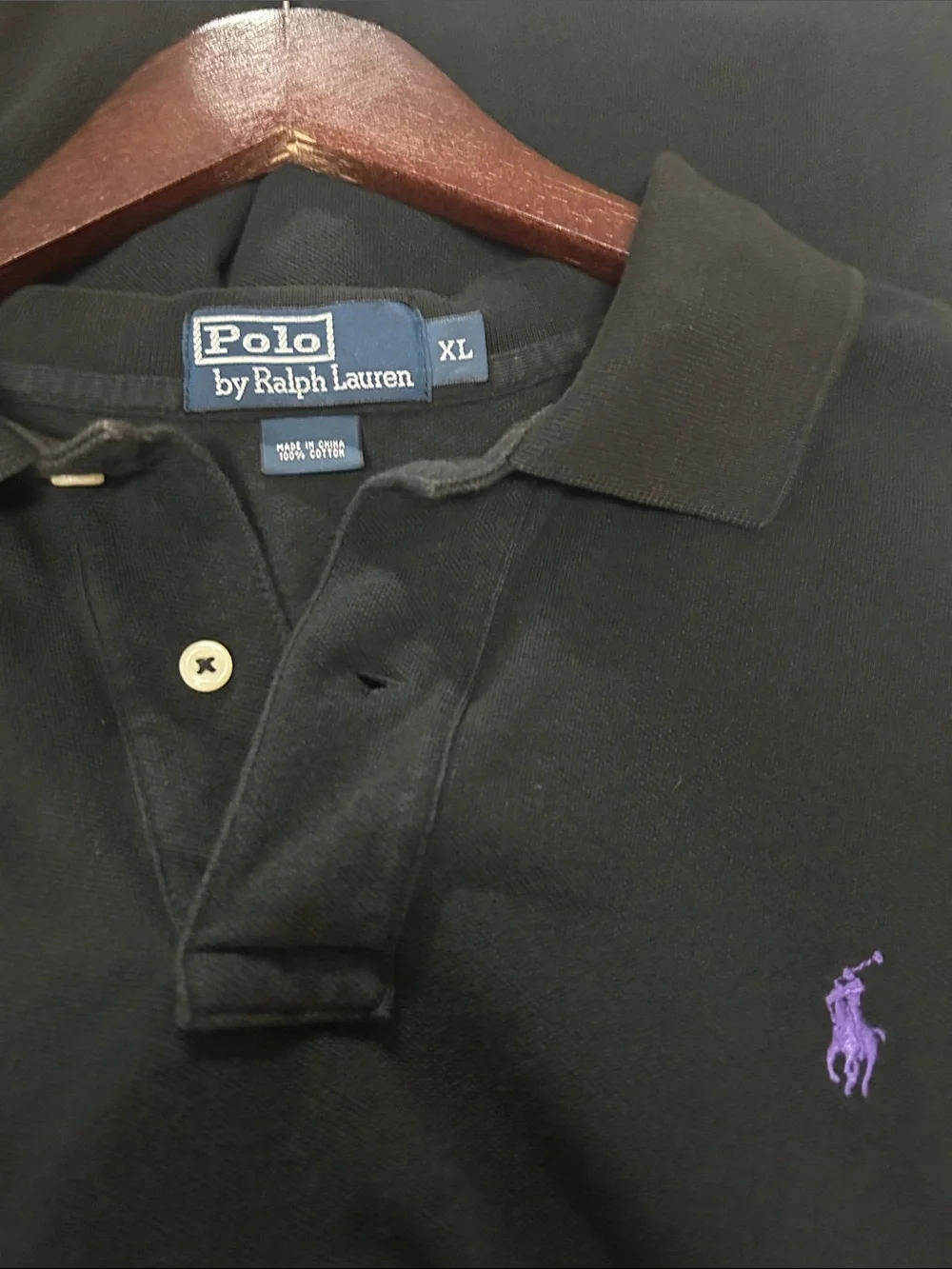 Ralph Lauren Black Polo with Purple Pony